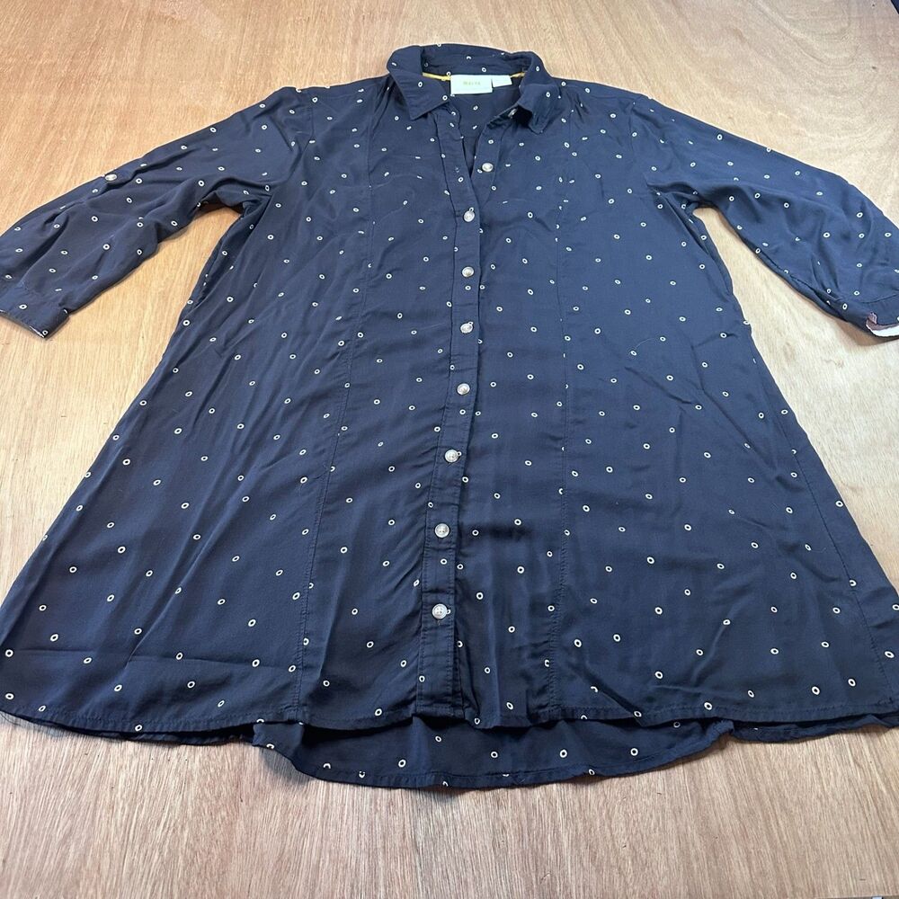 Maeve Anthropologie Button Up Blouse Womens Medium Black Modal
